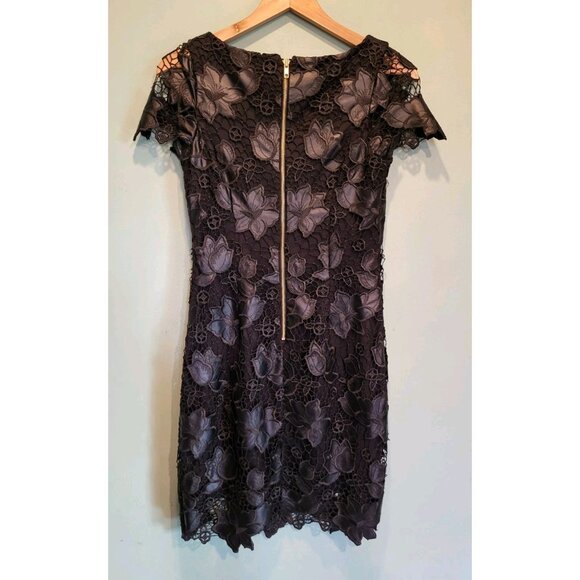 Cache Black Floral Eyelet Lace Pencil Dress Whimsigoth Grunge Goth Sz S - Picture 4 of 7